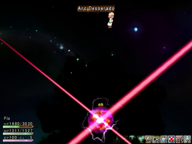 Ellevark using Arc Desperado, the strongest Ruin spell