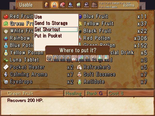 Comsumable Item Tab